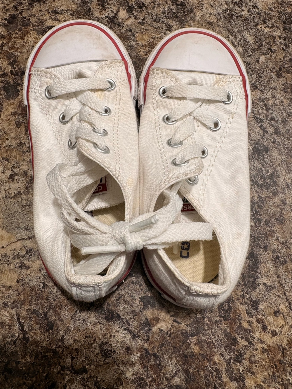 Converse Kids White Canvas Sneakers with Red Trim